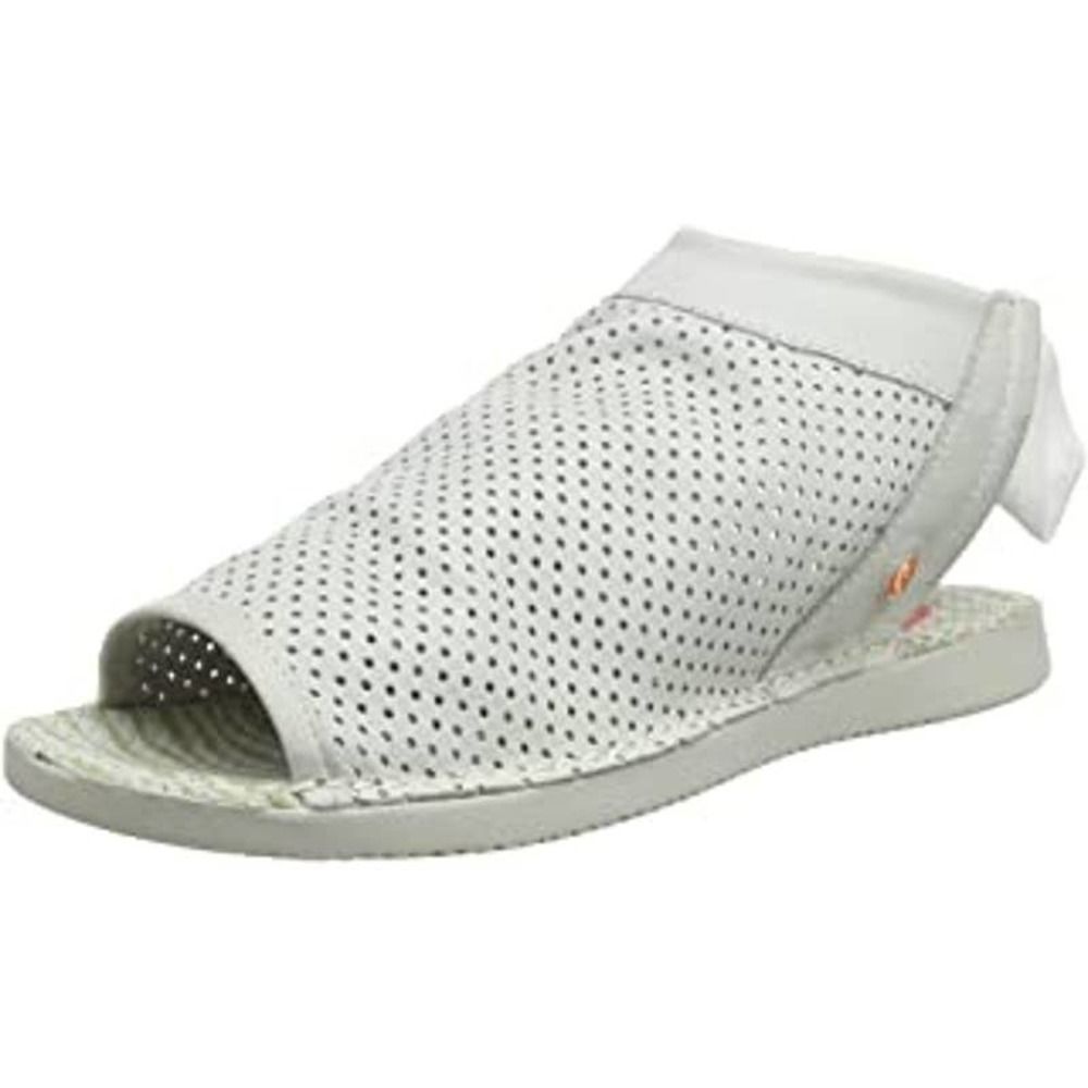 Softinos by Fly London Tie Back Peep Toe Sandal "Smooth white  Sizes 8.5